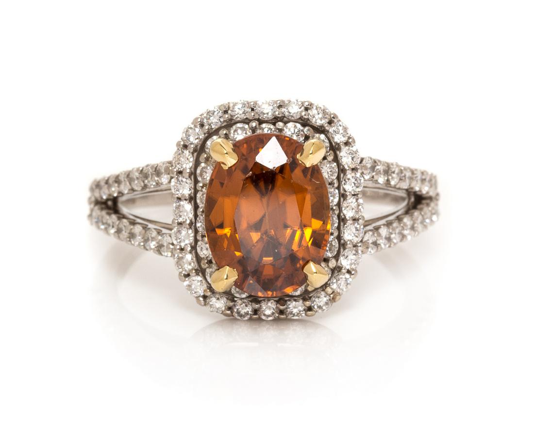 *A 14 Karat Bicolor Gold, Brown Zircon and Diamond (1 of 1)
