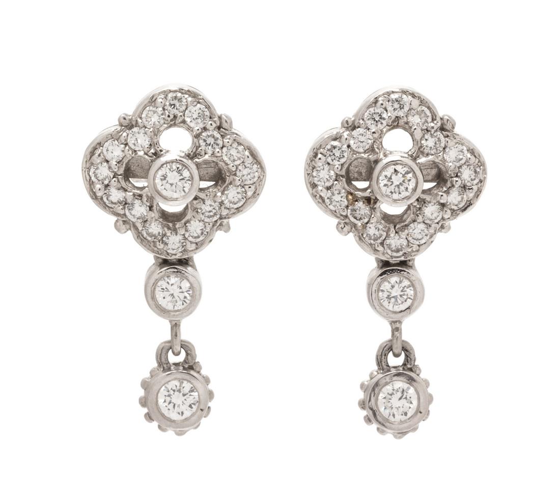 A Pair of 18 Karat White Gold Dangle Earrings, Judith (1 of 1)