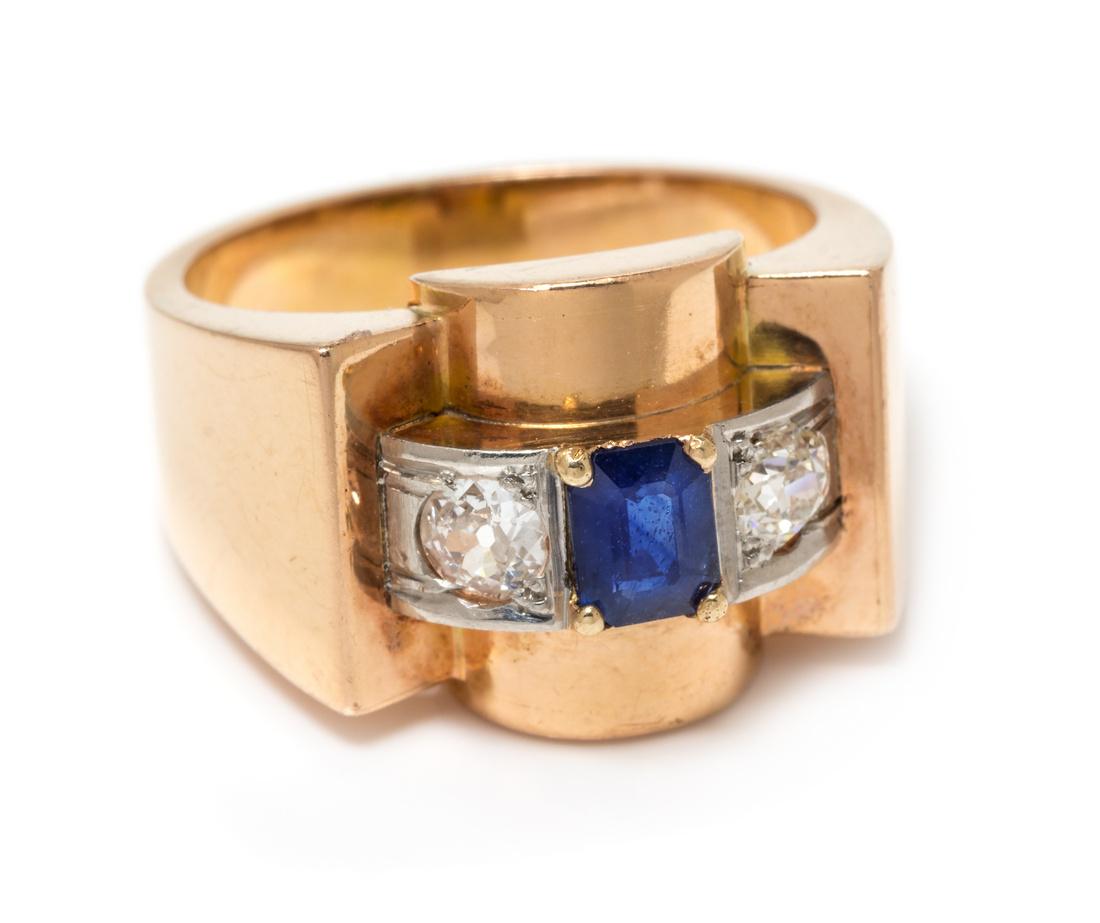 A Retro Rose Gold, Sapphire and Diamond Ring, 5.60 (1 of 2)