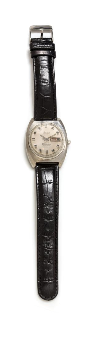 A Stainless Steel 'Precision Autowind' Wristwatch,: A Stainless Steel 'Precision Autowind' Wristwatch, Gruen, Circa 1970s, 35.00 x 42.00 mm case dimensions, matte silvered dial signed GRUEN PRECISION, applied steel block numerals, steel luminous block