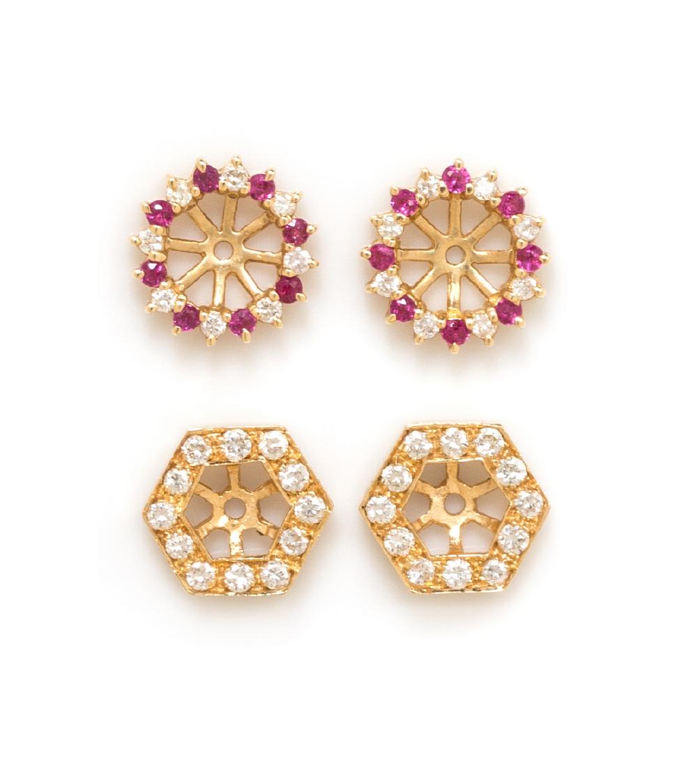 *A Collection of Yellow Gold, Diamond and Ruby Earring (1 of 1)