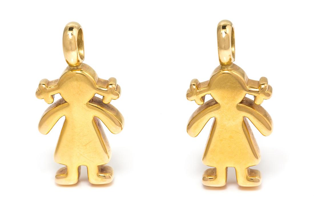A Pair of 18 Karat Yellow Gold 'Sweet Doll' Charms, (1 of 1)