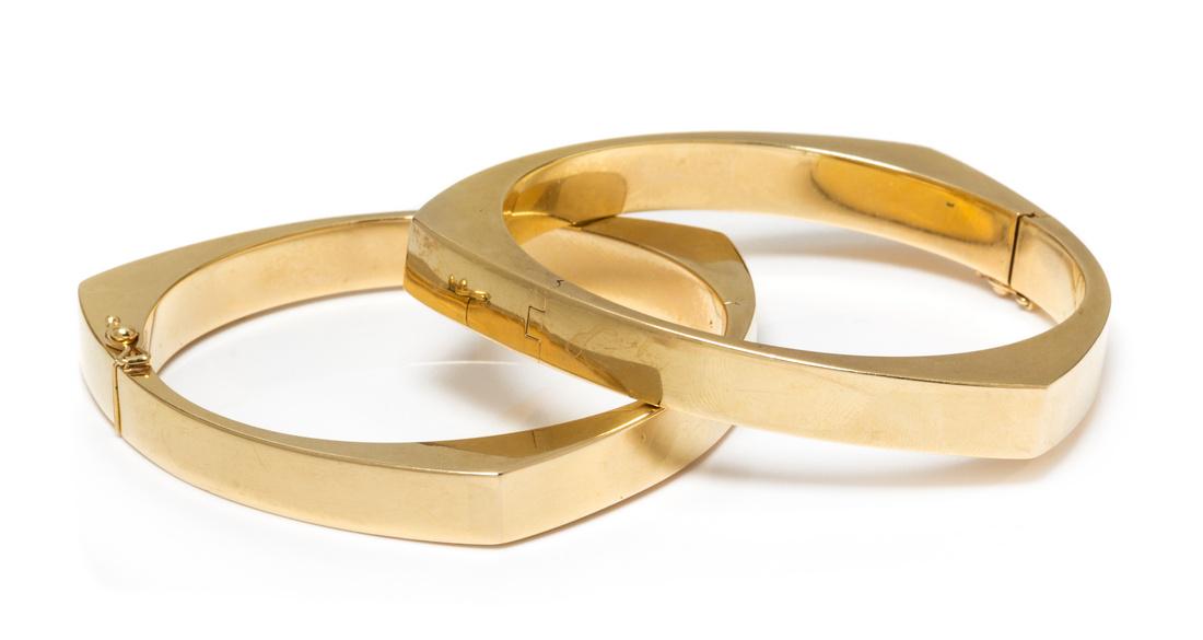 A Pair of 14 Karat Yellow Gold Bangle Bracelets, 26.80 (1 of 1)
