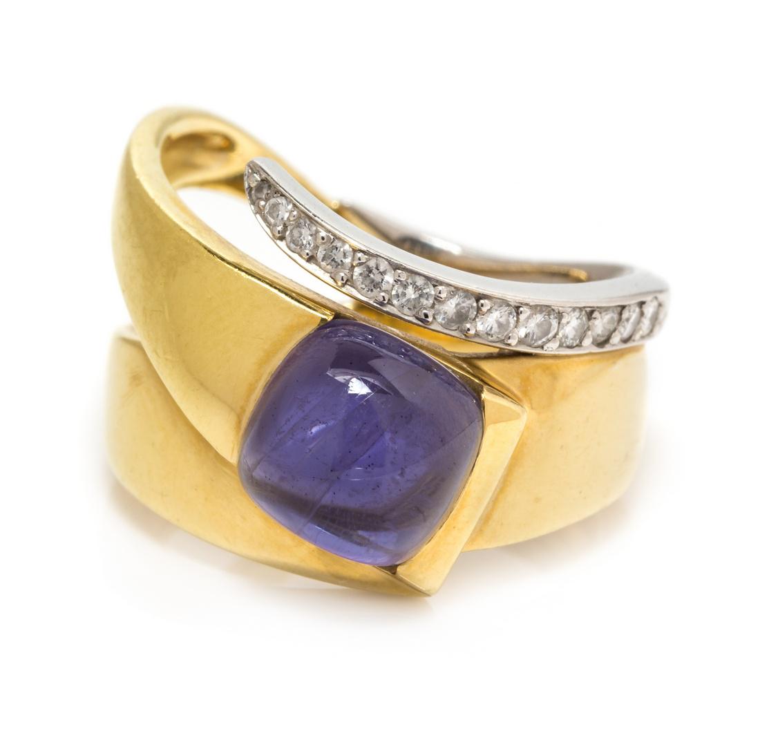 *An 18 Karat Yellow Gold, Platinum, Iolite and Diamond (1 of 1)