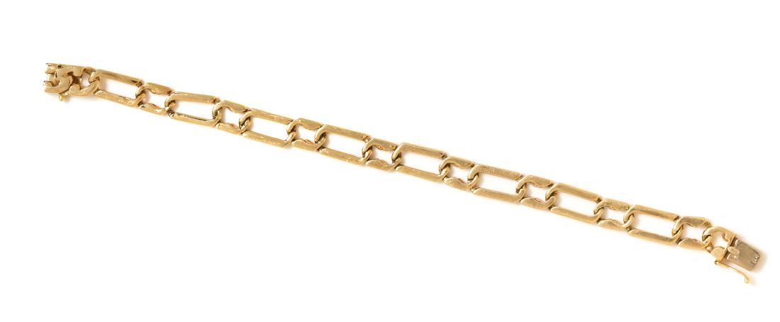 A 14 Karat Yellow Gold Figaro Link Bracelet, Zelman & (1 of 1)