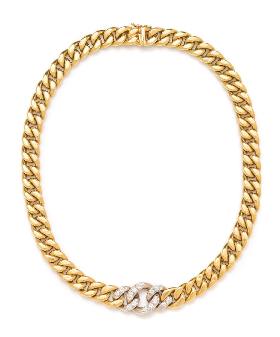 An 18 Karat Bicolor Gold and Diamond Curb Link (1 of 1)