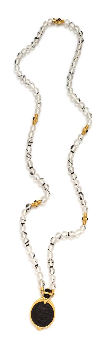 An 18 Karat Yellow Gold, Rutilated Quartz Bead and (1 of 1)