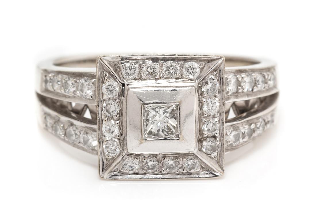 *A 14 Karat White Gold and Diamond Ring, 4.90 dwts. (1 of 1)