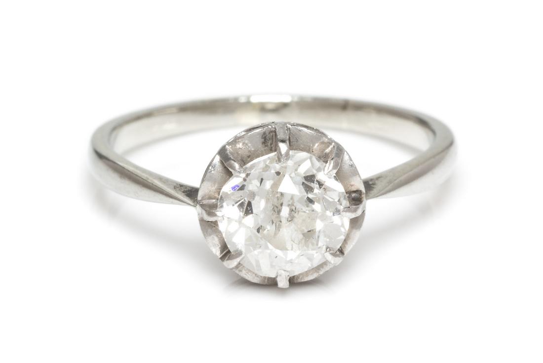*A Vintage White Gold and Diamond Solitaire Ring, (1 of 1)