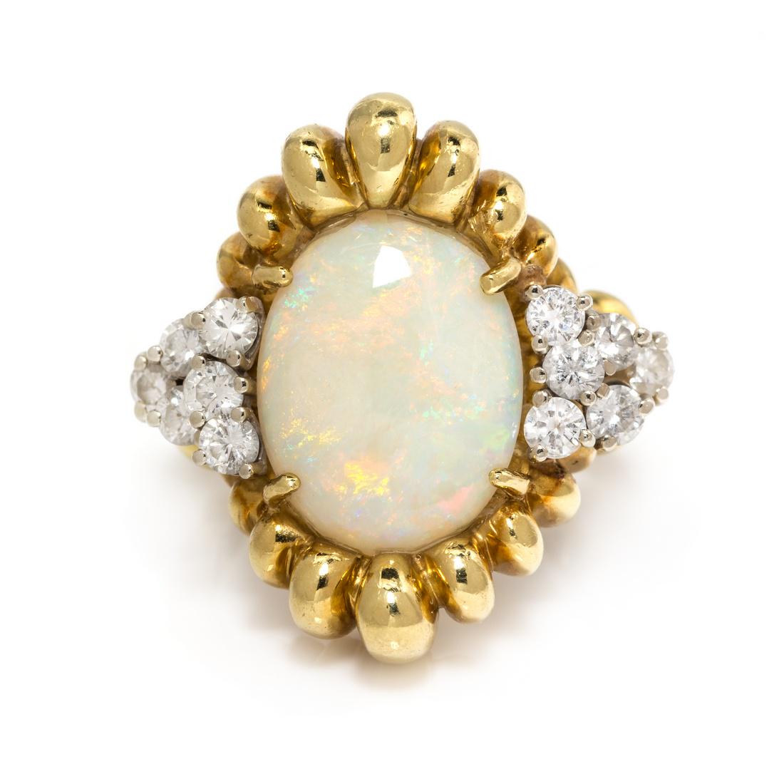 *A Bicolor Gold, Opal and Diamond Ring, 9.30 dwts. (1 of 1)