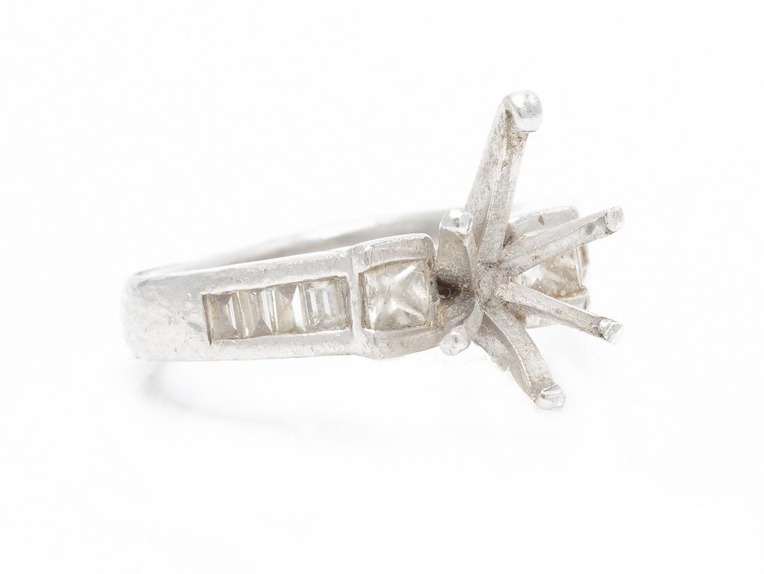 A Platinum and Diamond Ring Setting 5.40 dwts. (1 of 1)