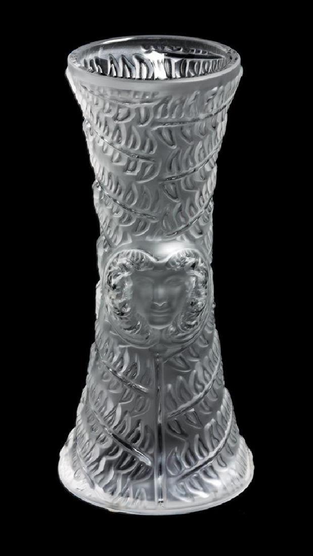 * A Lalique Molded and Frosted Glass Vase Height 7 1/4 (1 of 1)