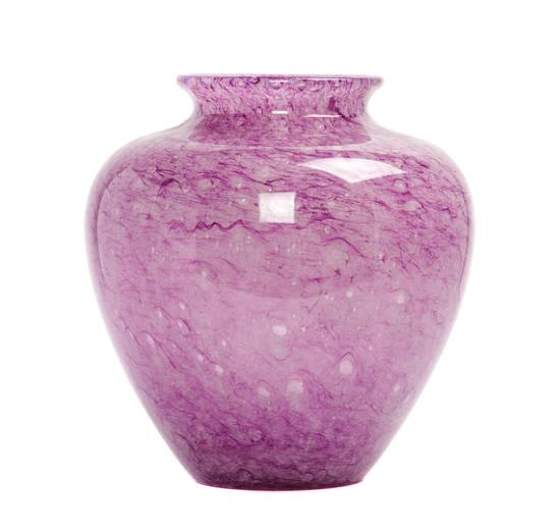 A Steuben Pink Cluthra Vase Height 10 1/2 x diameter 10 (1 of 1)