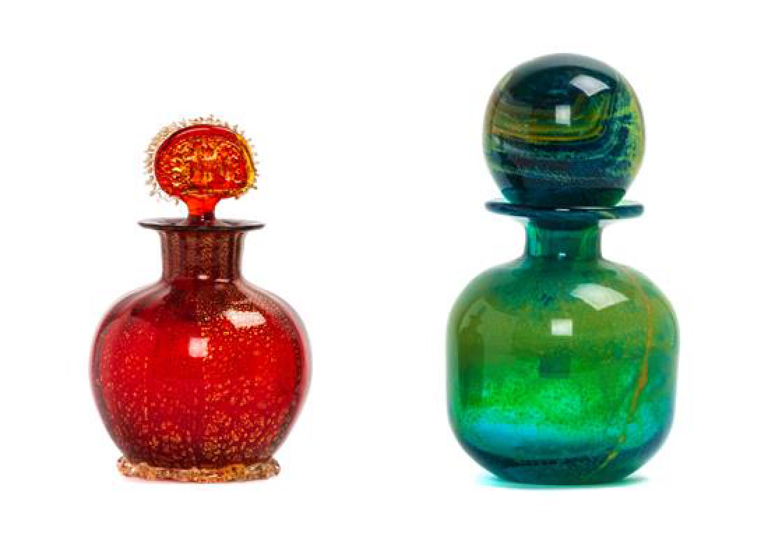 Two Art Glass Perfume Bottles Height of taller 6 1/2 (1 of 1)