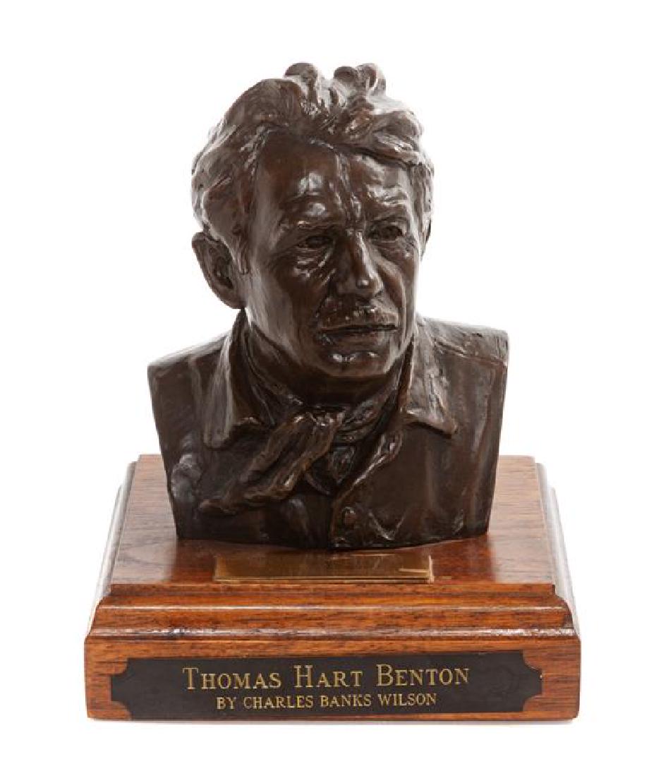 * Charles Banks Wilson, (American, 1918-2013), Bust of: * Charles Banks Wilson (American, 1918-2013) Bust of Thomas Hart Benton, 1989 bronze signed CBW, dated and numbered 2 Height of bronze 6 inches.