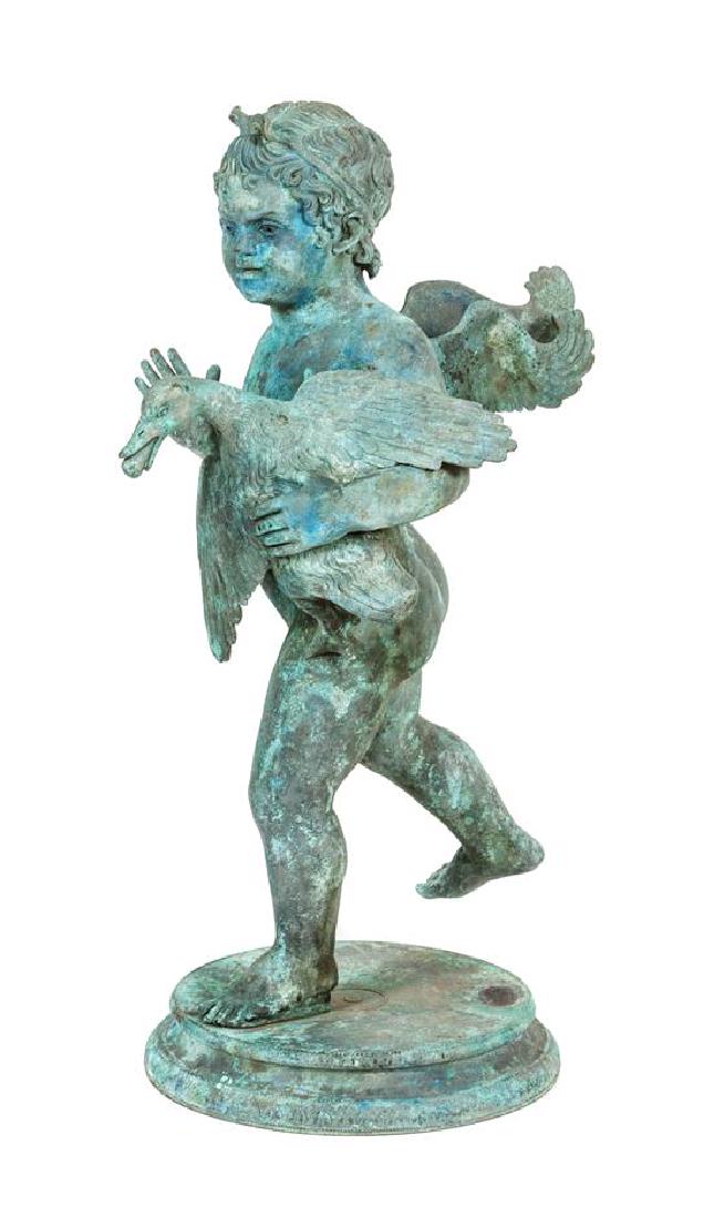A Bronze Figural Group of A Putto and Goose Height 23 (1 of 1)