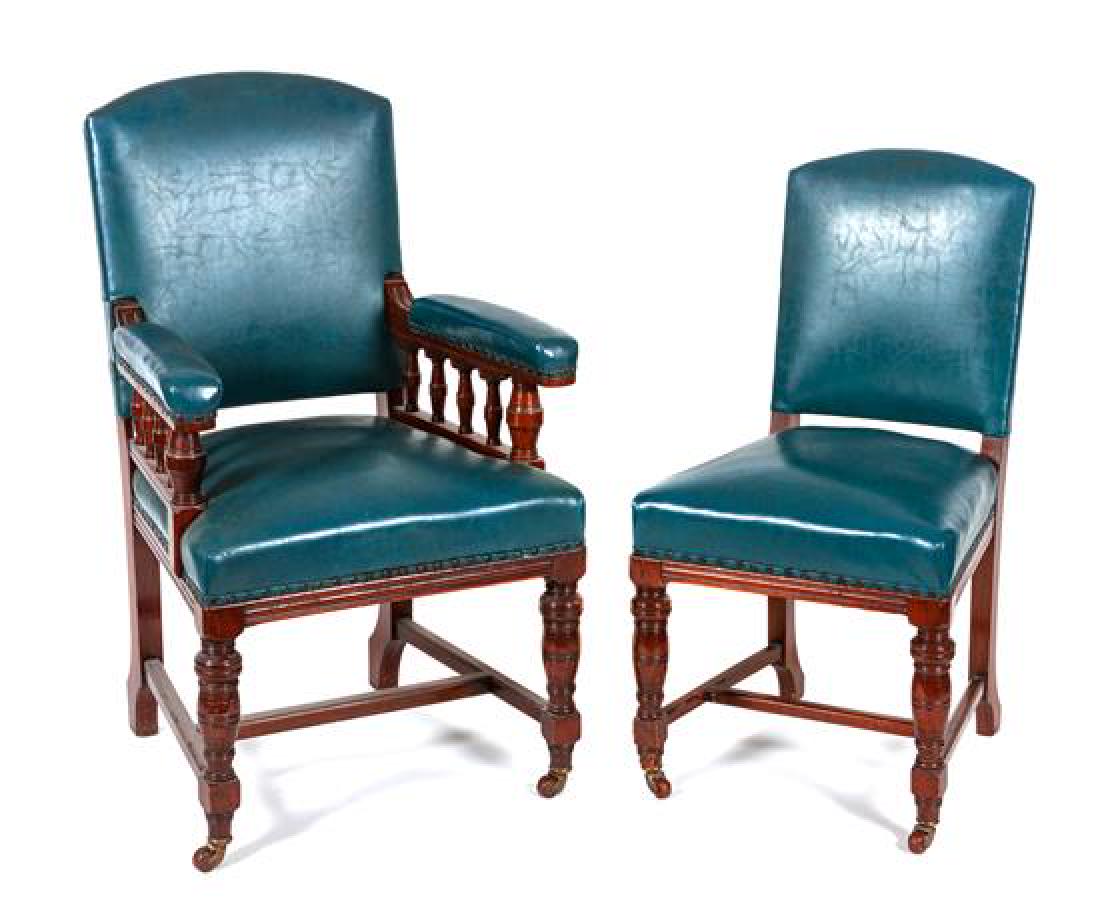 A Set of Six Leather Upholstered Chairs Height of (1 of 1)