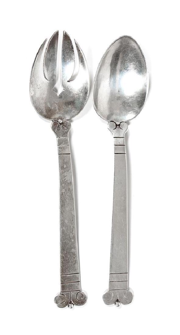 * A Mexican Silver Serving Spoon and Fork Set, Hector (1 of 1)