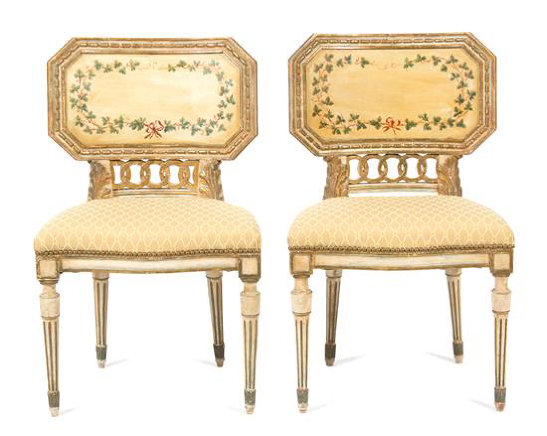 A Pair of Italian Directoire Style Painted and Parcel (1 of 1)