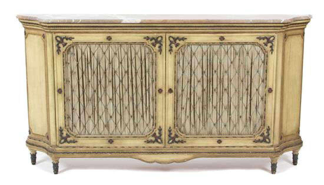 An Italian Painted Marble Top Console Cabinet Height 39 (1 of 1)