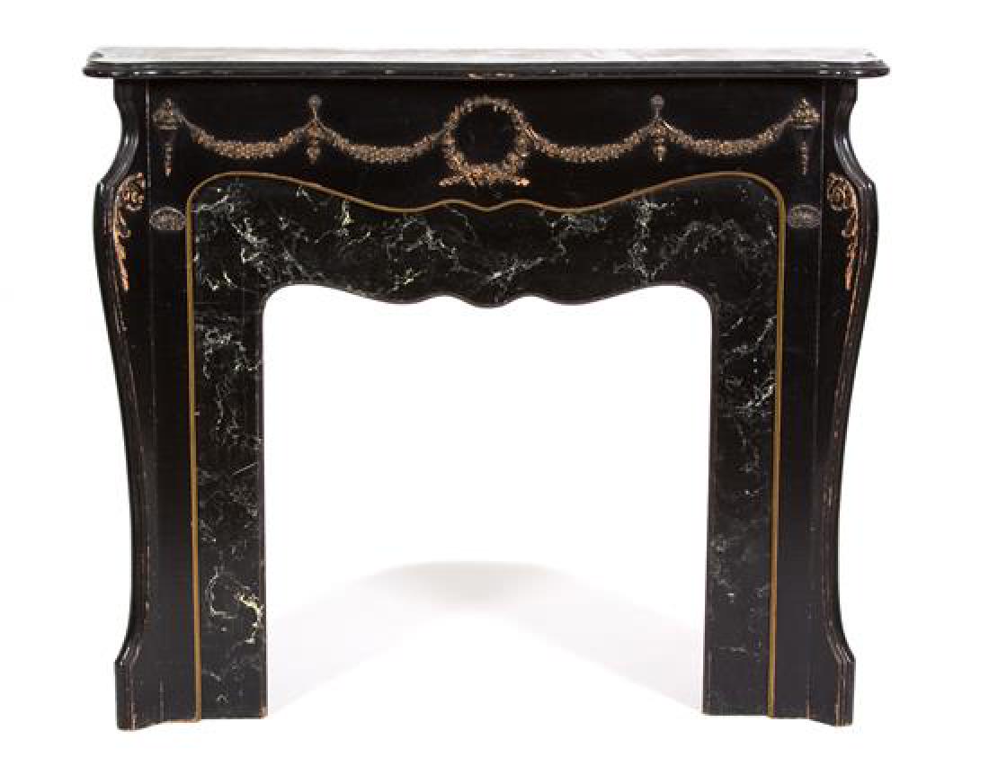 A Louis XV Style Ebonized Wood and Faux Marble Fire (1 of 1)