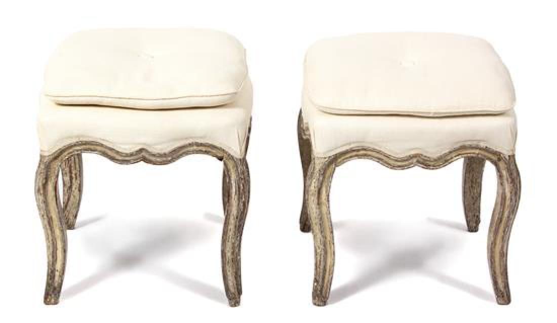 A Pair of Louis XV Style Painted Tabourets Height 18 x (1 of 1)