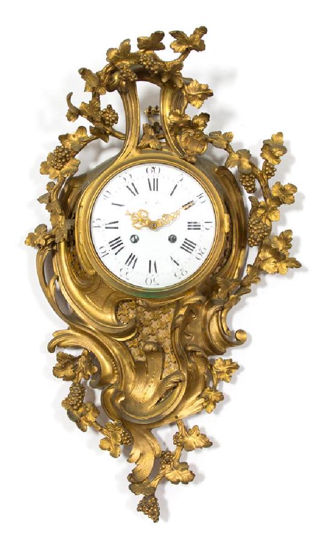 A Louis XV Style Gilt Bronze Cartel Clock Height 25 x (1 of 1)