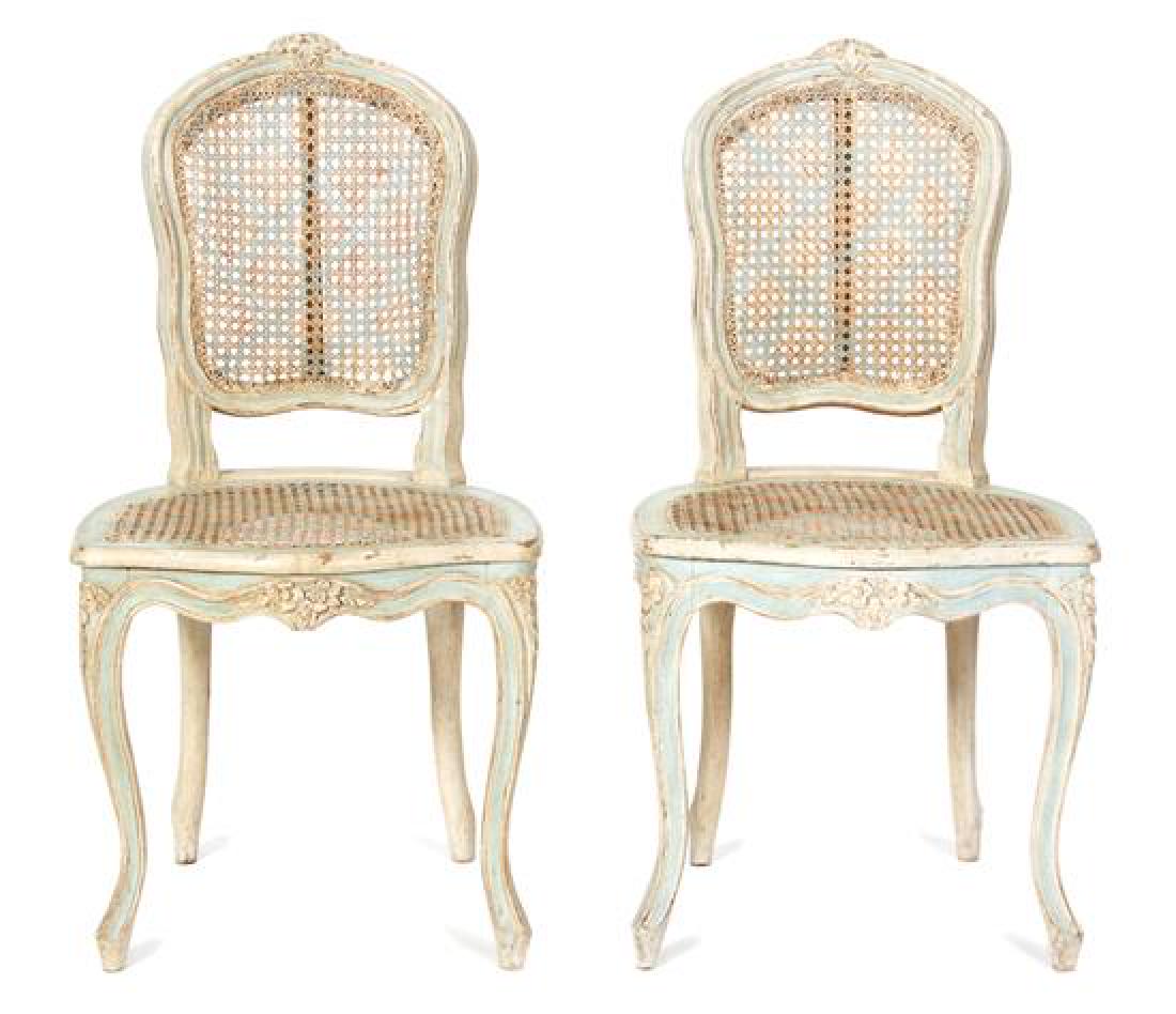 A Pair of Louis XV Cane Back Painted Side Chairs Height (1 of 2)
