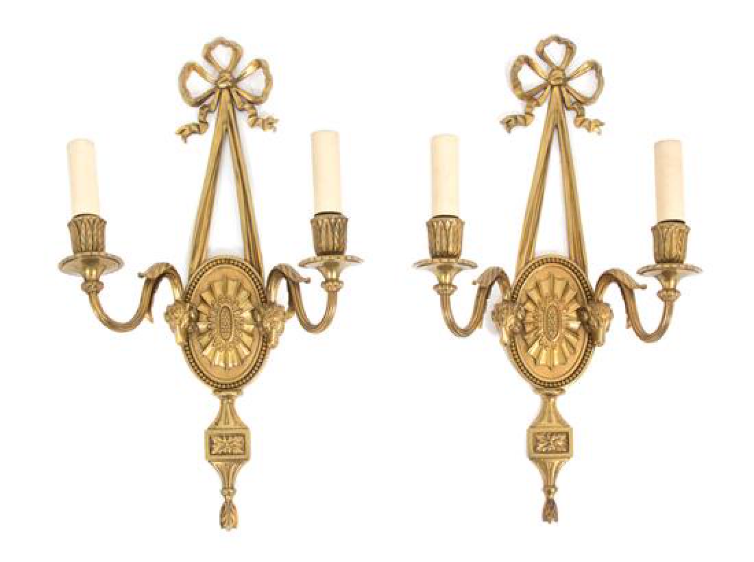 A Pair of Louis XVI Style Gilt Bronze Two-Light Walls (1 of 1)