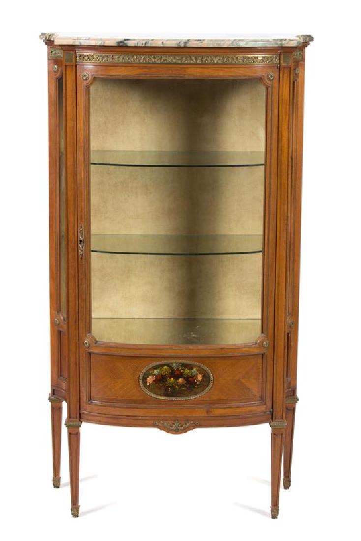 A Louis XVI Style Gilt Metal Mounted Walnut Vitrine (1 of 1)