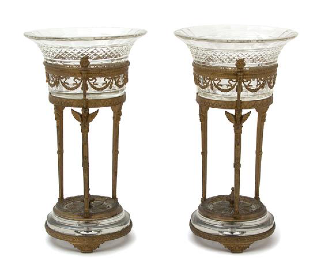 A Pair of French Empire Style Gilt Bronze and Colorless (1 of 1)