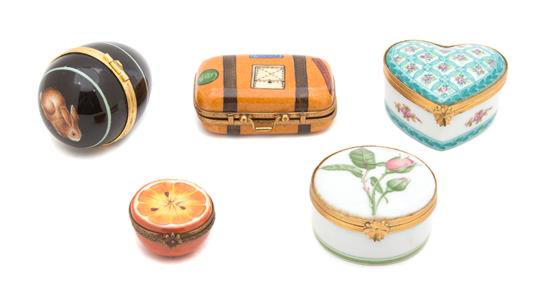 A Collection of Five French Painted Porcelain Boxes (1 of 1)