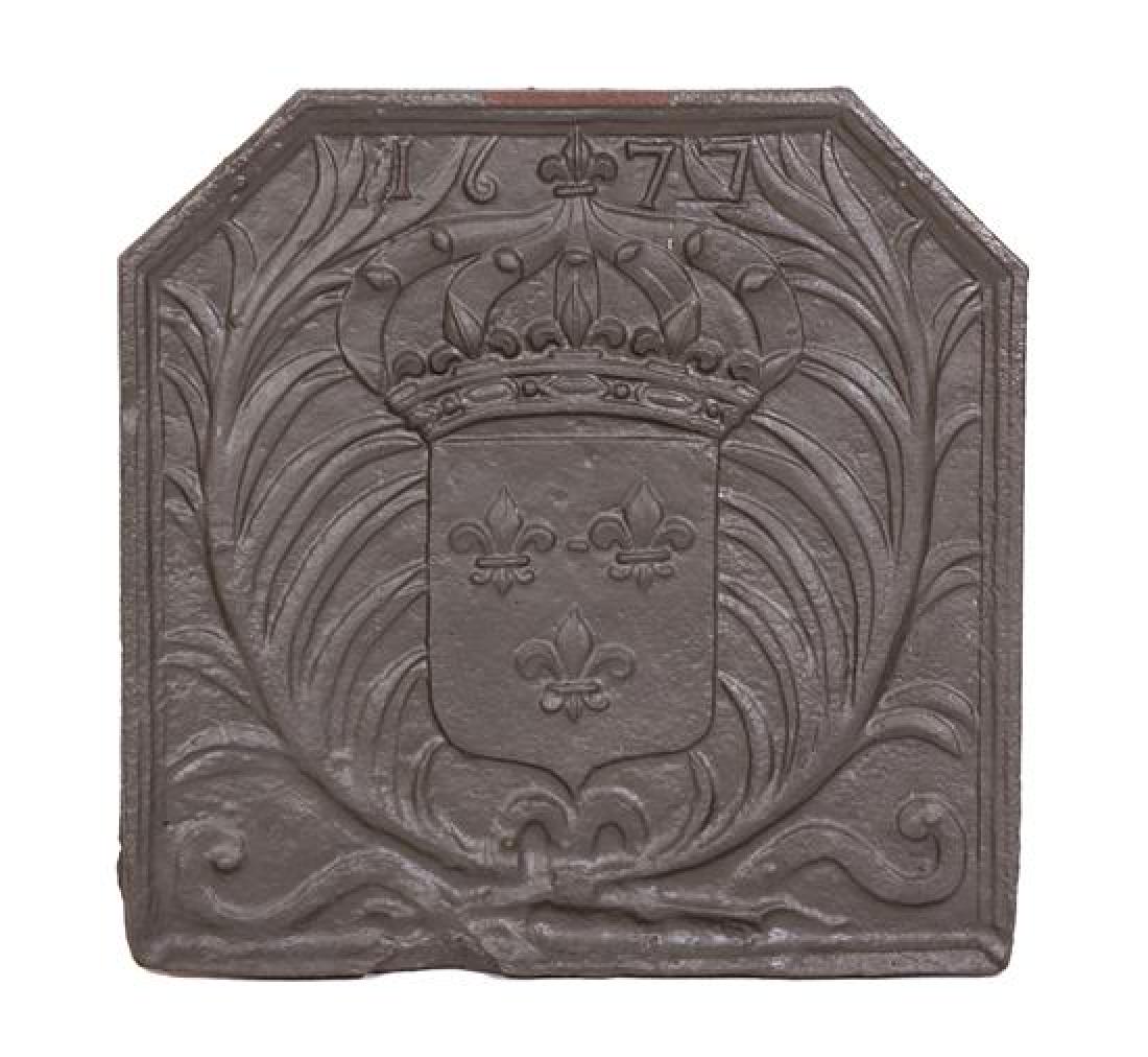 A Patinated Cast Iron Fire Back with Coat of Arms (1 of 1)