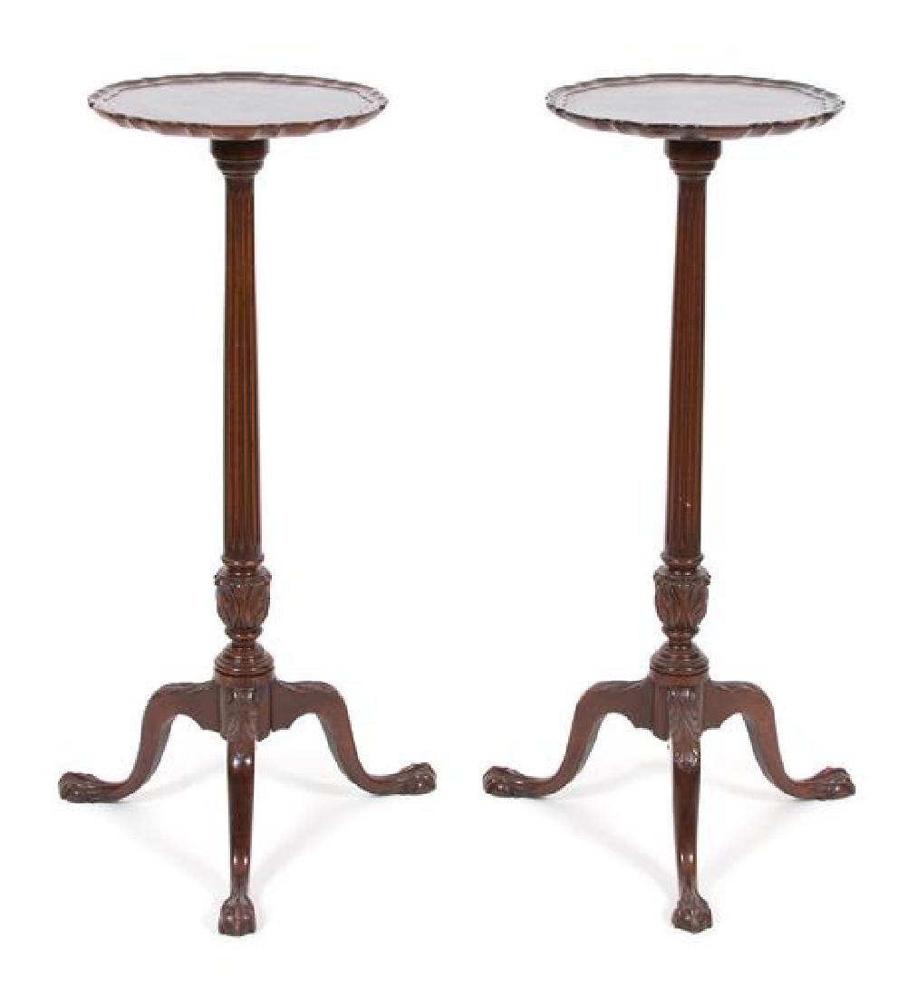 A Pair of George III Style Carved Mahogany Pie Crust (1 of 1)