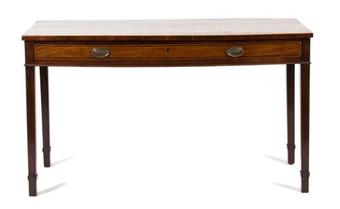 A George III Inlaid Mahogany Bow Front Sideboard Height (1 of 1)