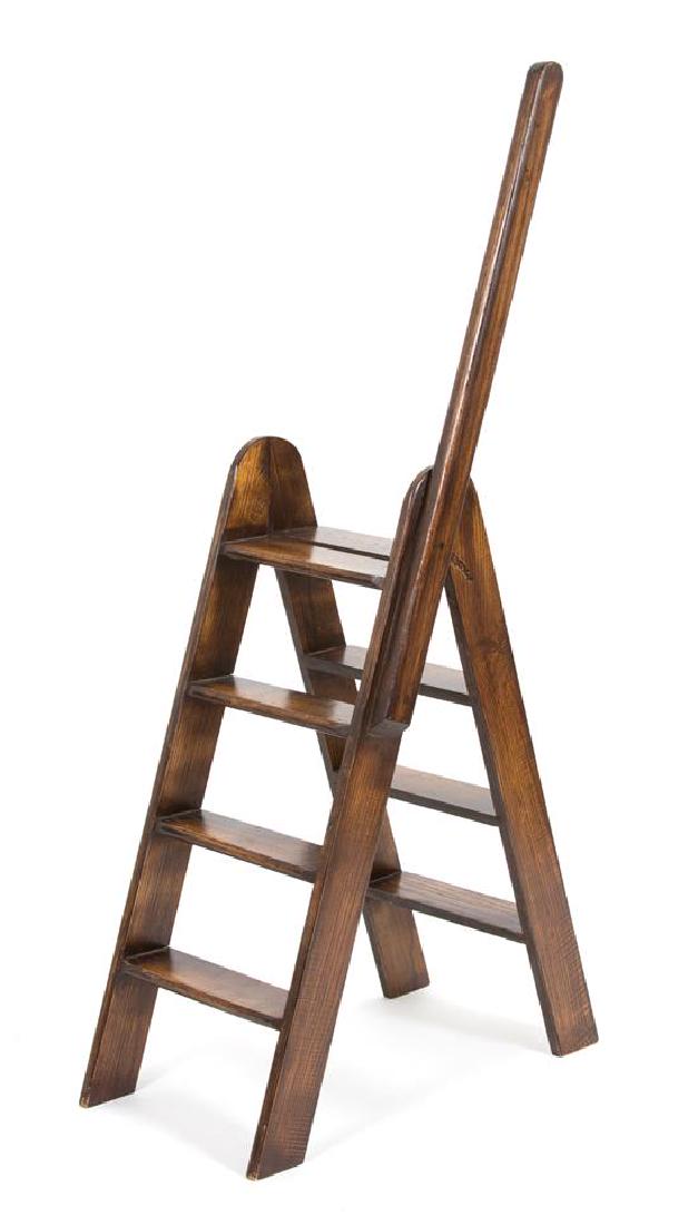 A Stained Oak Folding Library Steps Height 57 inches. (1 of 1)