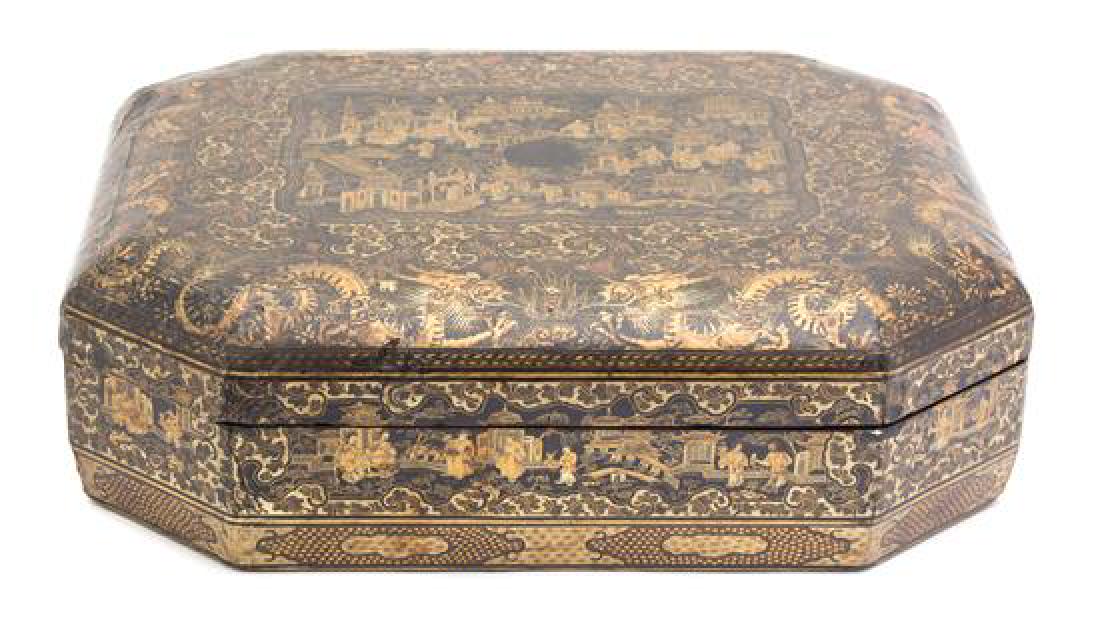 A Regency Style Chinoiserie Decorated Lacquer Box (1 of 1)