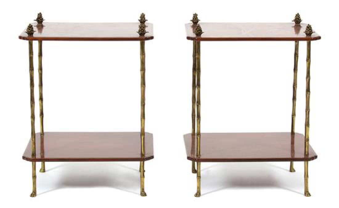 A Pair of Regency Style Brown and Parcel Gilt Lacquer (1 of 1)