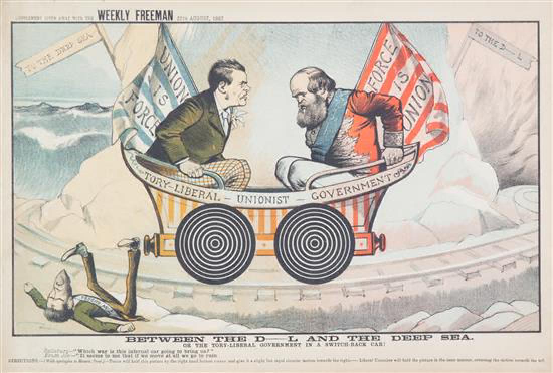 A Group of Four Irish Cartoon Lithographs Framed 18 1/2 (1 of 1)