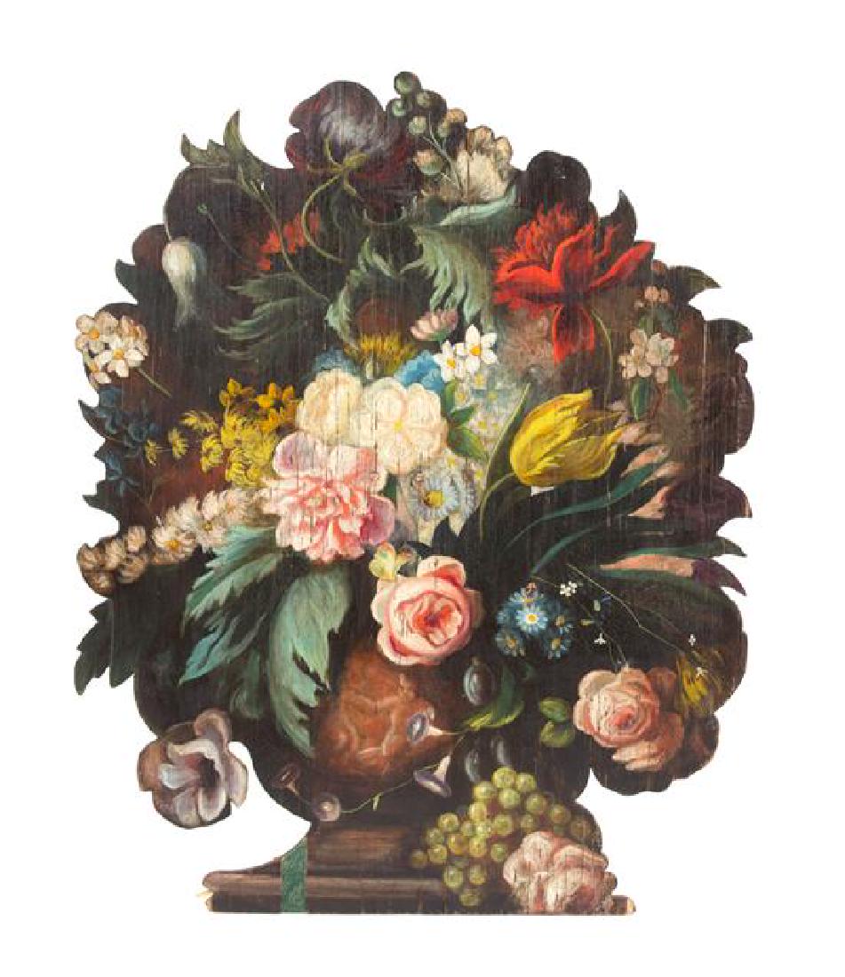 A Painted Wood Floral Filled Urn Fire Board Height 33 (1 of 1)