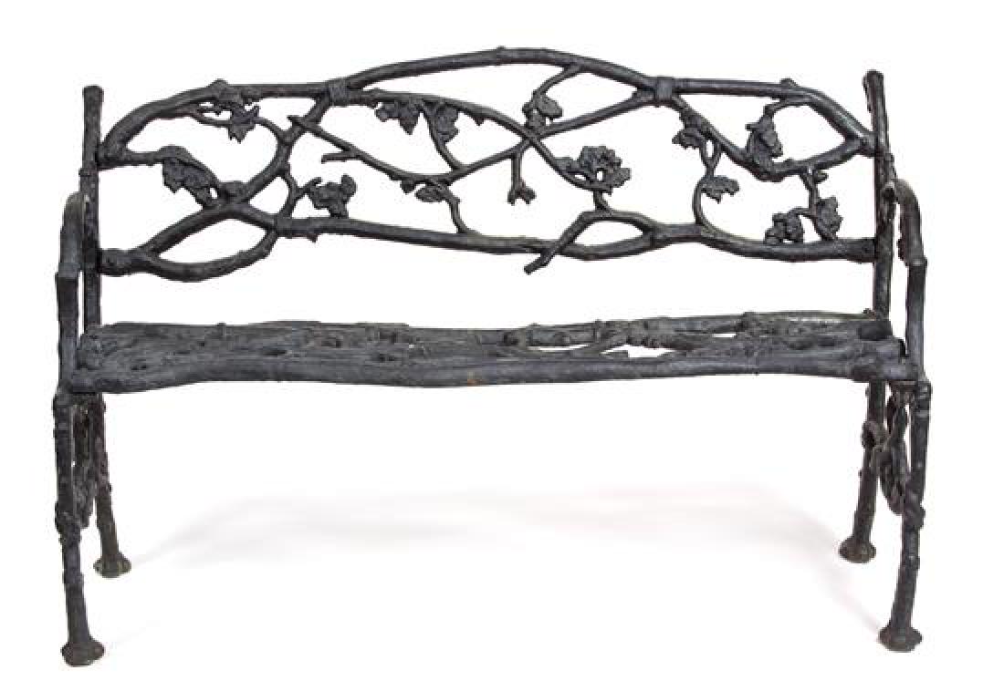 A Painted Iron Garden Bench and Matching Chair Bench, (1 of 1)