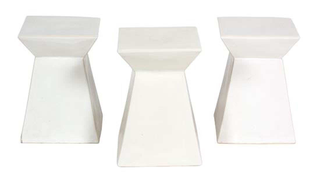 Three Contemporary White Glazed Ceramic Garden Seats (1 of 1)