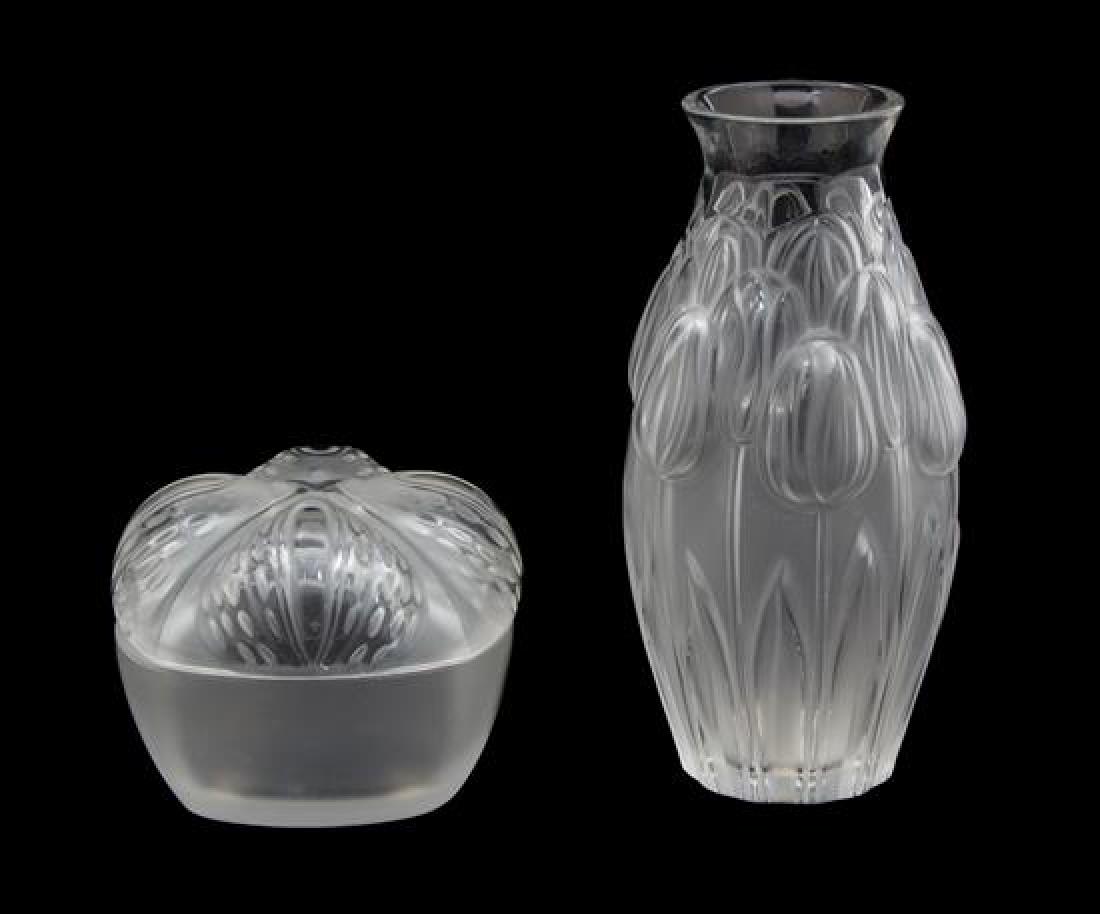 Two Lalique Molded and Frosted Glass Articles Height of (1 of 1)
