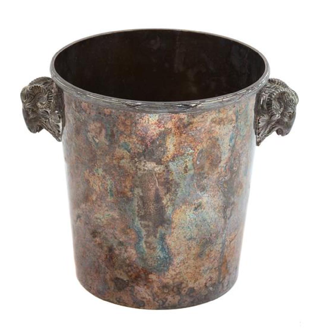 A Silver Plate Champagne Bucket with Ram's Head Handles (1 of 1)