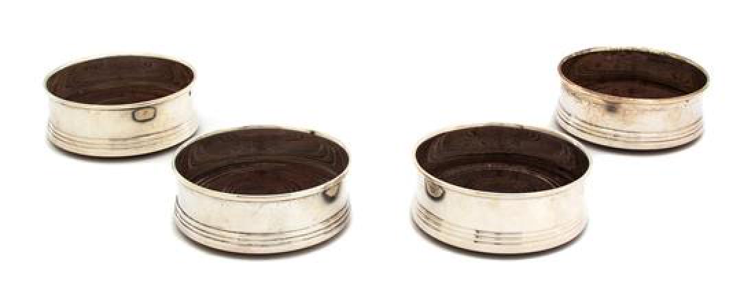 Four English Silver Bottle Coasters, Broadway & Co., (1 of 1)
