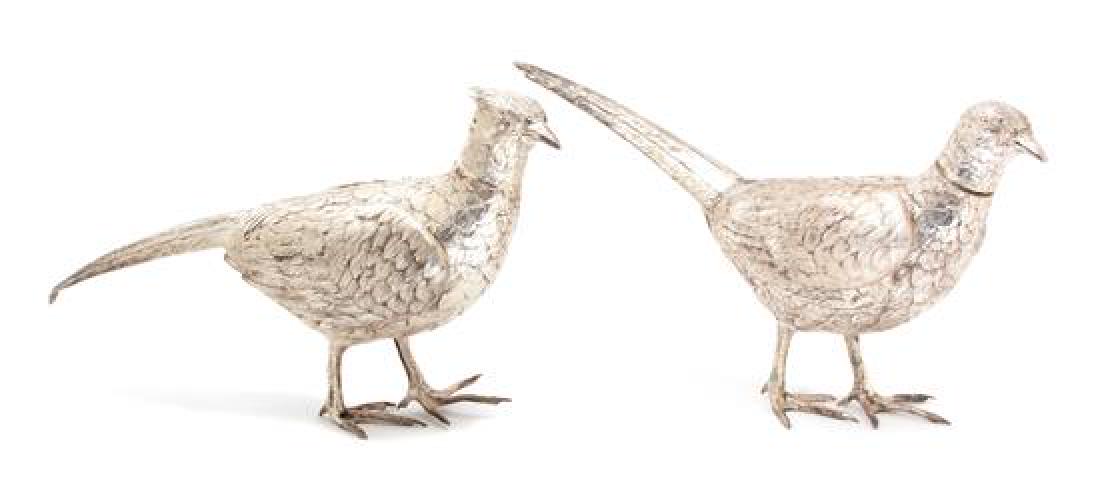 A Pair of German Silver Plate Models of Pheasants (1 of 2)