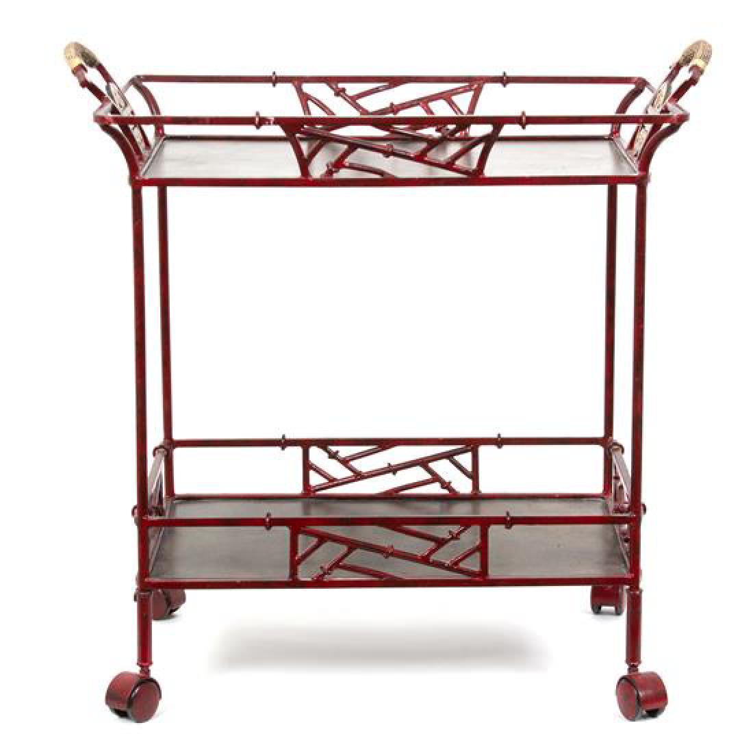 A Chinese Style Red and Gilt Painted Tea Cart Height 30 (1 of 1)