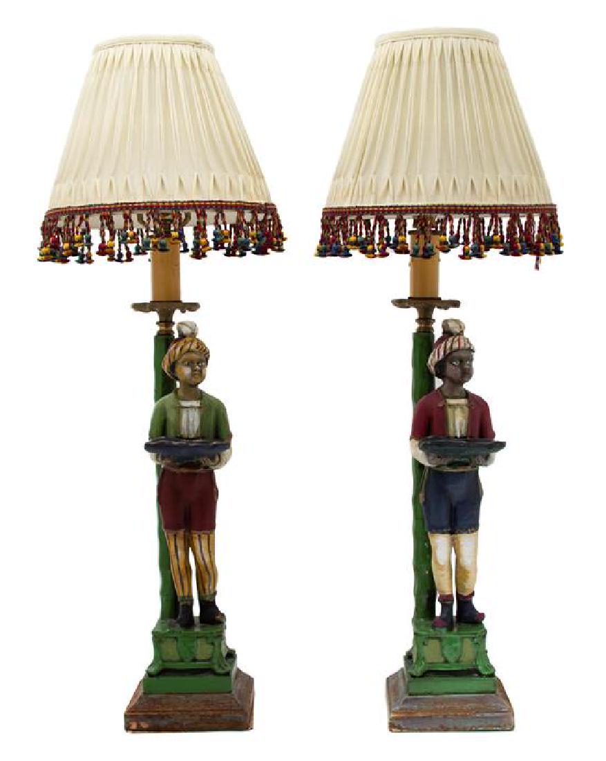 A Pair of Italian Painted Composition Figural Table (1 of 1)