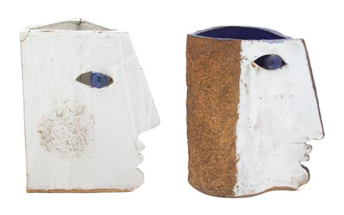 A Pair of Glazed and Painted Ceramic Face-Form (1 of 1)