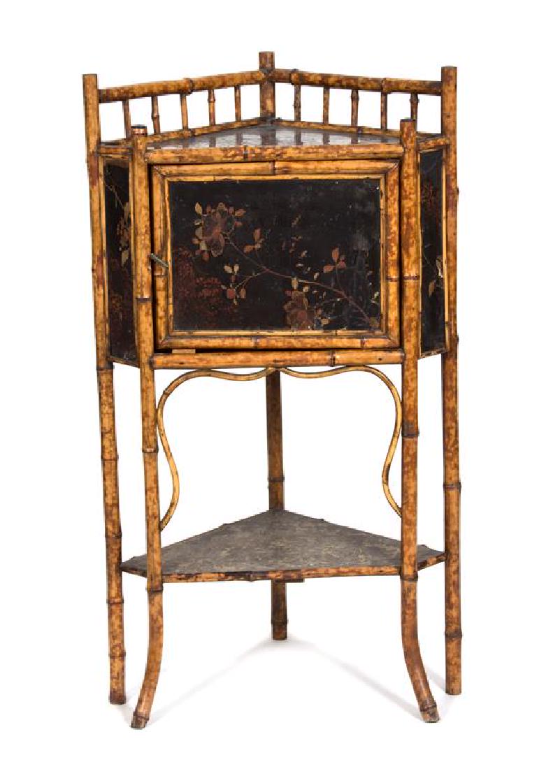 A Victorian Style Burnt Bamboo and Lacquer Corner (1 of 1)